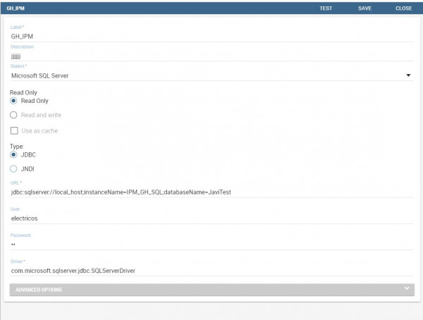 Configuración data source